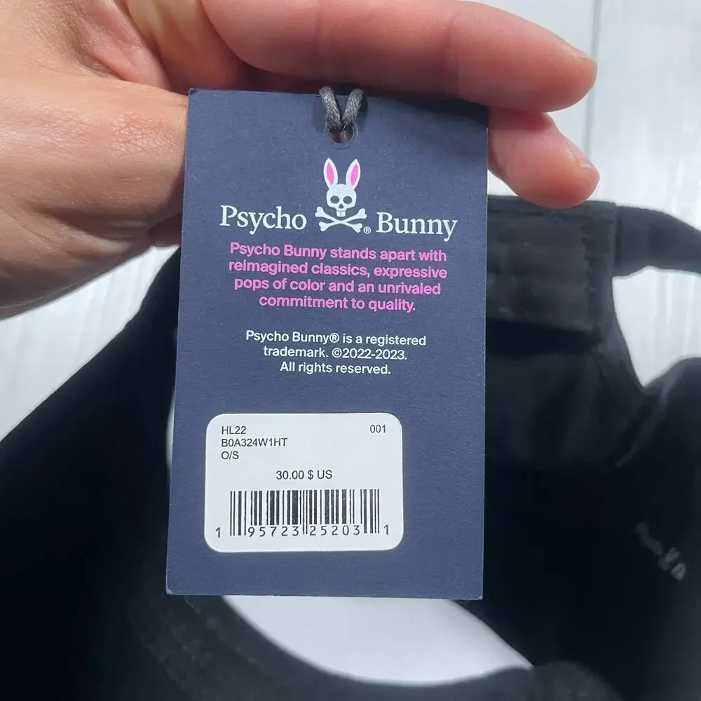 Psycho Bunny Men's Cotton Screen Printed Logo Baseball Adjustable Strap Hat/Cap